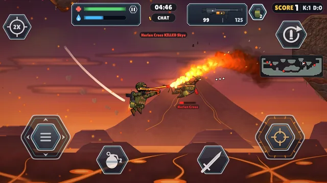 Gameplay on Lava Ridge under an orange sky